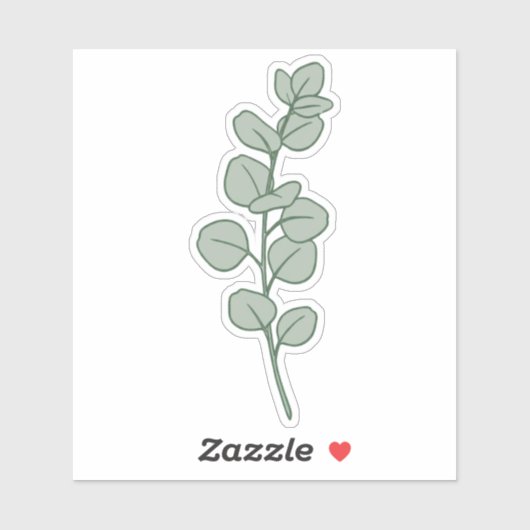 Sticker Elegant Sage Green Eucalyptus Minimalist Botanical (Feuille)
