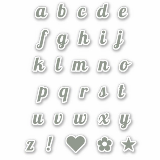 Sticker Élégant Sage Script Lettres initiales Alphabet (Devant)