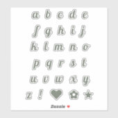 Sticker Élégant Sage Script Lettres initiales Alphabet (Feuille)
