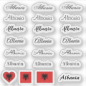 Sticker Élégant script Albanie & Albanais Drapeau /nom Jeu (Devant)
