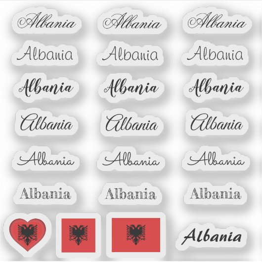 Sticker Élégant script Albanie & Albanais Drapeau /nom Jeu (Devant)