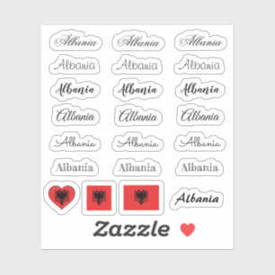 Sticker Élégant script Albanie & Albanais Drapeau /nom Jeu