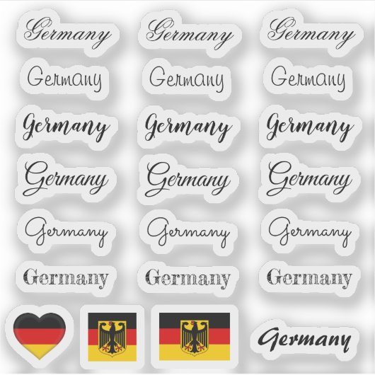 Sticker Élégant script Allemagne & allemand Drapeau /nom S (Devant)