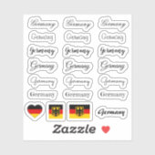Sticker Élégant script Allemagne & allemand Drapeau /nom S (Feuille)