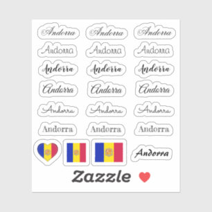 Sticker Élégant script Andorre & Andorre Drapeau / Nom Ens