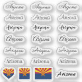 Sticker Élégant script Arizona & Arizona Drapeau /nom Jeu (Devant)