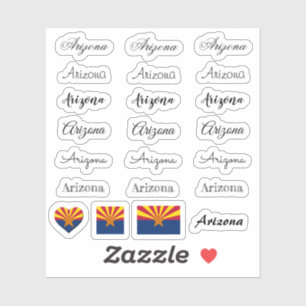 Sticker Élégant script Arizona & Arizona Drapeau /nom Jeu