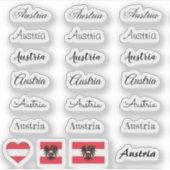 Sticker Élégant script Autriche & Autriche Drapeau / nom S (Devant)