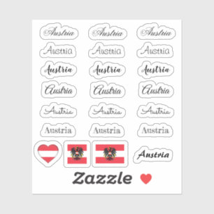 Sticker Élégant script Autriche & Autriche Drapeau/Nom S