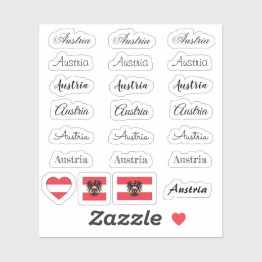 Sticker Élégant script Autriche & Autriche Drapeau / nom S (Feuille)