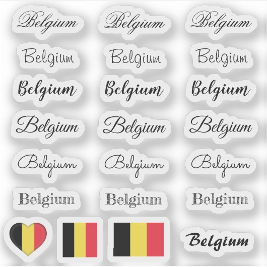 Sticker Élégant script Belgique & Belgique Drapeau /nom Je (Devant)
