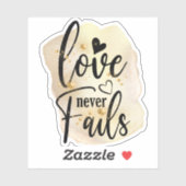 Sticker Élégant Script Bible Verse Love Never Fails Bijoux (Feuille)