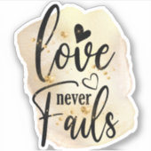 Sticker Élégant Script Bible Verse Love Never Fails Bijoux (Devant)