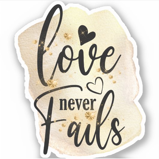Sticker Élégant Script Bible Verse Love Never Fails Bijoux (Devant)