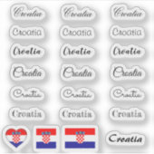Sticker Élégant script Croatie & Croate Drapeau /nom Set (Devant)