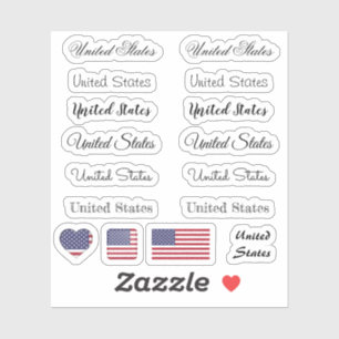 Sticker Élégant script États-Unis & Drapeau États-Unis