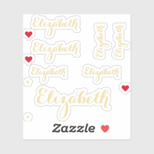Sticker Élégant Script Faux Gold Nom do-it-yourself Custom (Feuille)