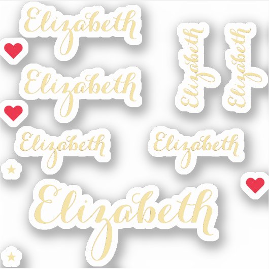 Sticker Élégant Script Faux Gold Nom do-it-yourself Custom (Devant)