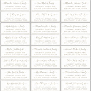 Sticker Élégant Script Gold White Mariage Adresse du clien