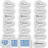 Sticker Élégant script Grèce & grec Drapeau /nom Jeu (Devant)