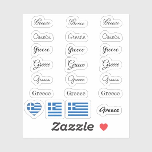 Sticker Élégant script Grèce & grec Drapeau /nom Jeu (Feuille)