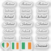 Sticker Élégant script Irlande & Irish Flag /name Set (Devant)