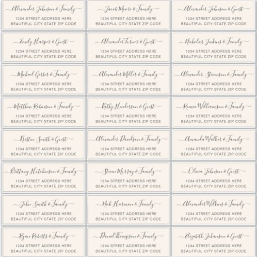 Sticker Elegant Script Ivory Cream Mariage Adresse d'invit (Devant)