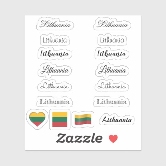 Sticker Élégant script Lituanie, lituanien Nom du drapeau  (Feuille)
