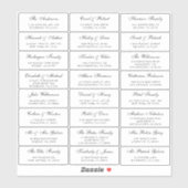 Sticker Élégant Script Mariage Adresse invité (Feuille)