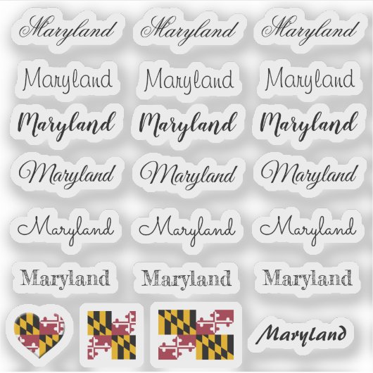 Sticker Élégant script Maryland & Maryland Indicateur /nom (Devant)