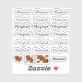 Sticker Élégant script Maryland & Maryland Indicateur /nom (Feuille)