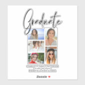Sticker Élégant Script Multi Photo Graduate (Feuille)