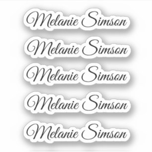 Sticker Élégant script noir blanc nom personnalisé