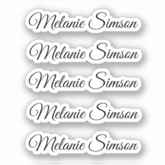 Sticker Élégant script noir blanc nom personnalisé