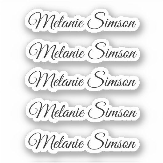 Sticker Élégant script noir blanc nom personnalisé (Devant)