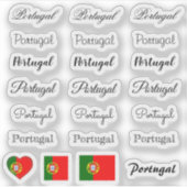 Sticker Élégant script Portugal & Portugal Nom du drapeau  (Devant)