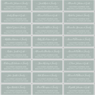 Sticker Élégant Script Sage Green Mariage Adresse du clien