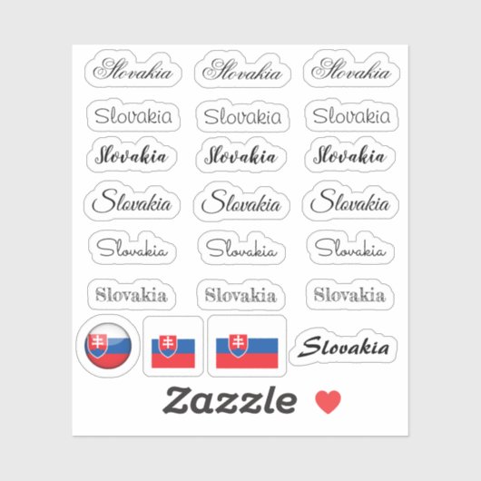 Sticker Élégant script Slovaquie & Slovaquie Drapeau /nom (Feuille)