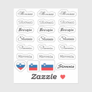 Sticker Élégant script Slovénie & Slovène Drapeau /nom Set
