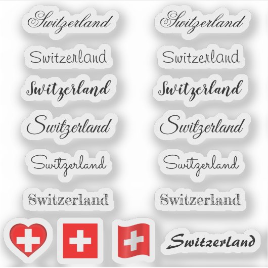Sticker Élégant script Suisse & Swiss Drapeau /nom Set (Devant)