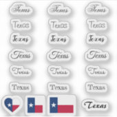 Sticker Élégant script Texas & Texas Flag USA /name Set (Devant)