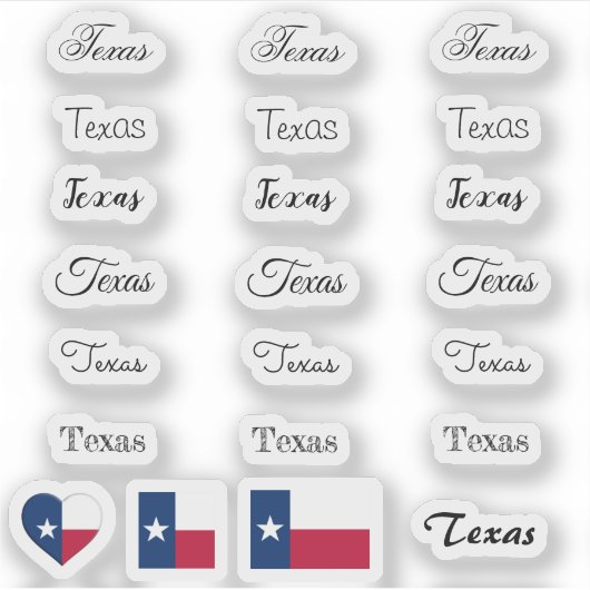 Sticker Élégant script Texas & Texas Flag USA /name Set (Devant)