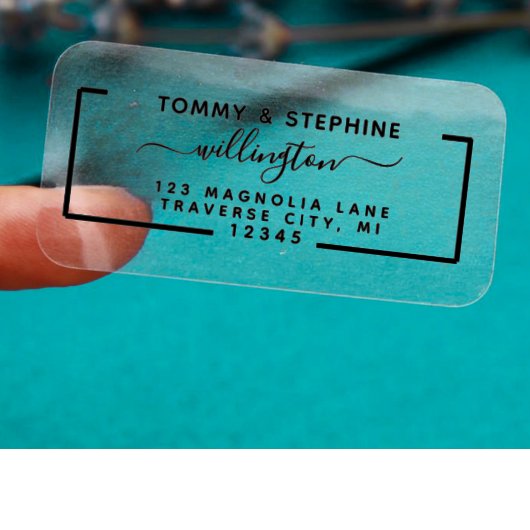 Sticker  Elegant Script transparent Return address Label