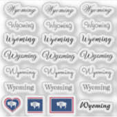 Sticker Élégant script Wyoming & Wyoming Indicateur /nom S (Devant)