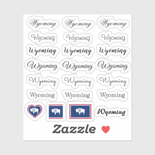 Sticker Élégant script Wyoming & Wyoming Indicateur /nom S (Feuille)