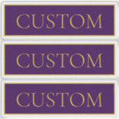 Sticker Élégant texte personnalisable | Gold & Deep Purple (Devant)