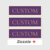 Sticker Élégant texte personnalisable | Gold & Deep Purple (Feuille)