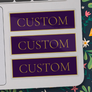 Sticker Élégant texte personnalisable | Gold & Deep Purple
