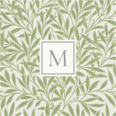 Sticker Élégant Vintage vert saule Feuille Monogramme (Recto)