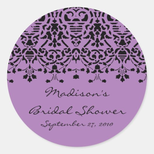 Sticker élégant violet et noir Damask Bride (Devant)